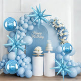 6Pcs Blue Foil Balloons,22Inch Light Blue 4D Round Ball Balloon and
