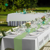 8Pack Plastic Tablecloths and Satin Table Runner Set Disposable White