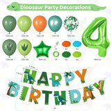 Dinosaur 4th Birthday Party Decorations for Boys Girls Foil Green