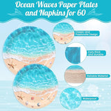 180 Pcs Beach Party Plates and Napkins 7'' and 9'' Ocean Waves Theme