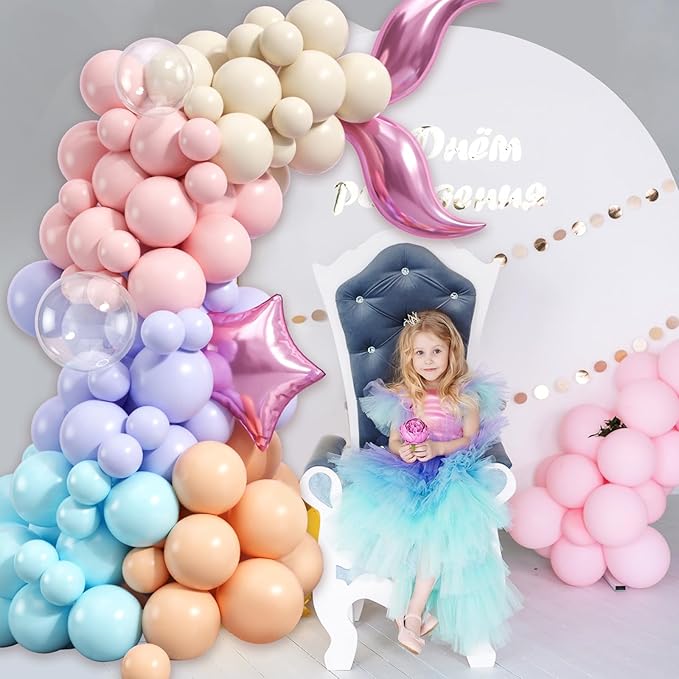 Mermaid Themed Balloons Garland Arch Kit 150Pcs for Sea Princess