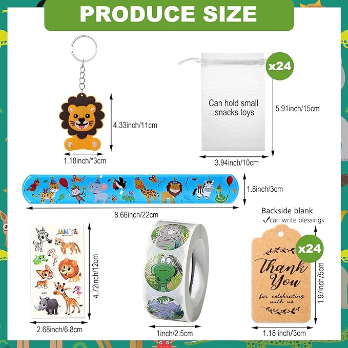 121 Pcs Jungle Safari Party Favors Animals Theme Birthday Supplies