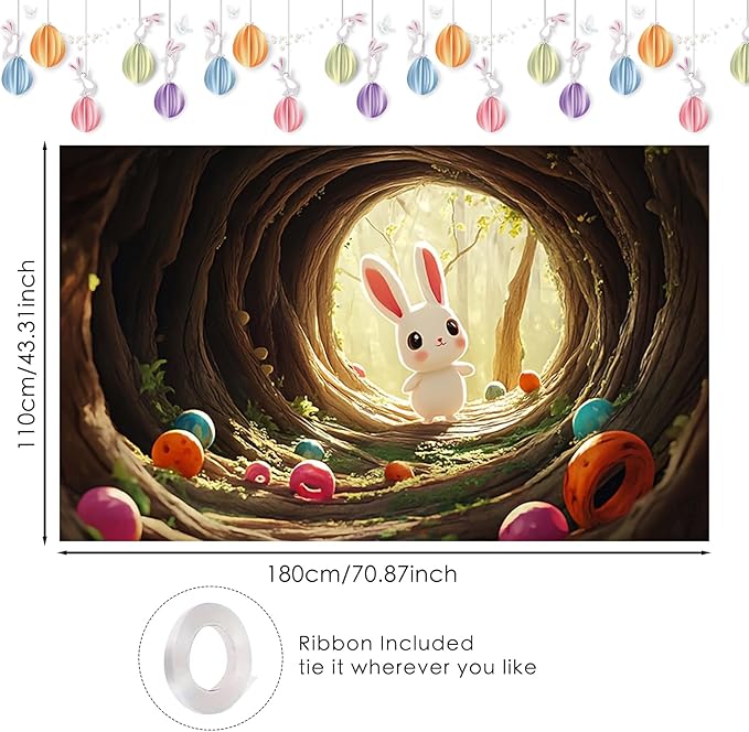 Easter Banner Polyester 43x70.86 Inches Banner Easter for Indoor