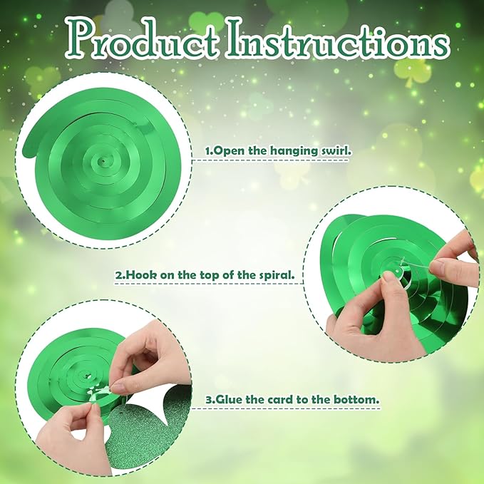 32 Pcs St Patrick's Day Party Decorations Double Sided Glitter Green