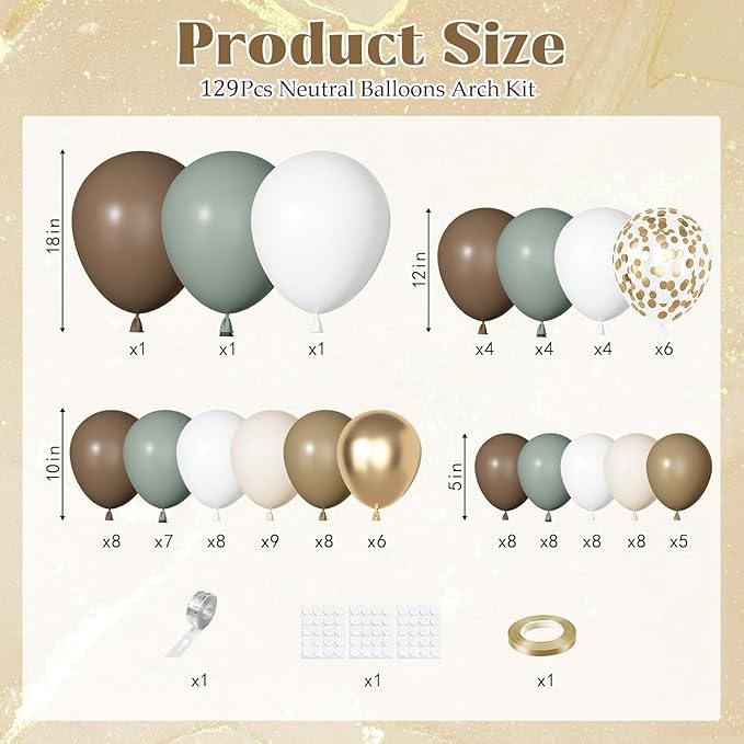 Ouddy Party Dusty Green Nude Balloons Garland Arch Kit, Different