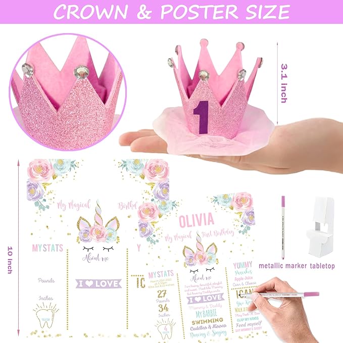 Unicorn 1st Birthday Decorations Girl's First Birthday Party Pack