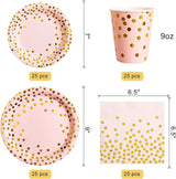 HOMIX Pink and Gold Party Supplies, Disposable 175Pcs Gold Dots on