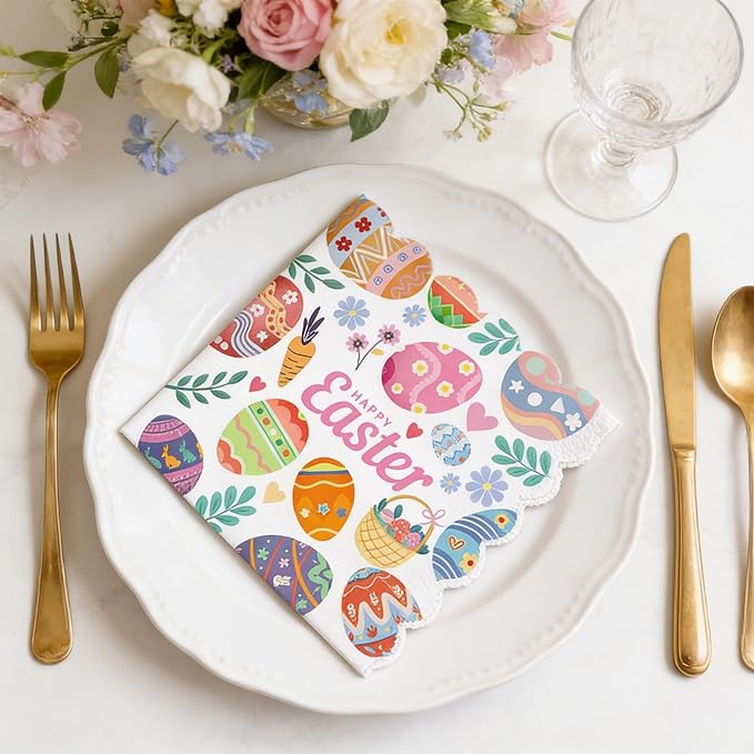 40PCS Easter Party Plates & Napkins Set – 2 Designs (Easter Eggs &
