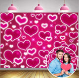 Hot Pink Heart Photo Backdrop 10x8FT Galentines Day Decorations