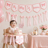 1/2 Birthday Girl Half Birthday Decorations Pink Bow It's My 1/2 Birth