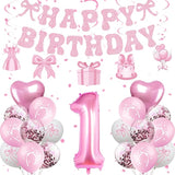 Pink Bow 1st Birthday Decorations Girl Kit Bow Coquette Party