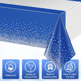 1Pcs Blue Silver Tablecloth Party Decorations,Plastic Royal Blue