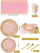 141 Pieces Pink Gold Party Supplies Party Dinnerware Sets Include