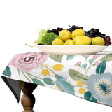 JanJCurt Spring Floral Tablecloth, Boho Blue Blossom Wildflowers Girly