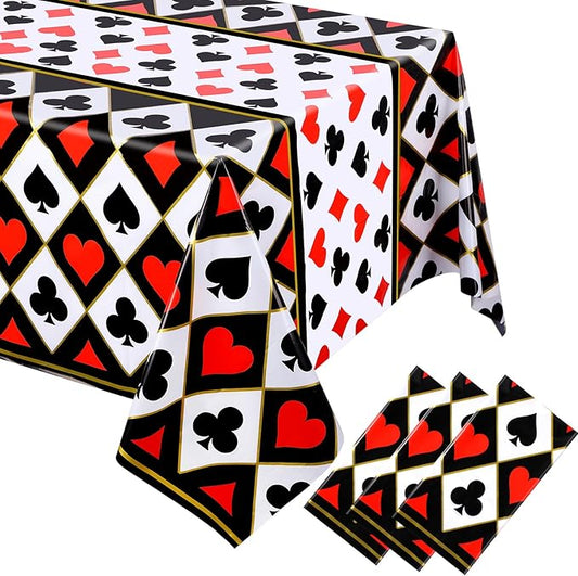 6 Pcs Casino Theme Party Decorations Poker Tablecloth Poker Plastic