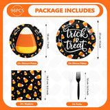 96PCS Candy Theme Corns Halloween Party Supplies Set Orange Trick