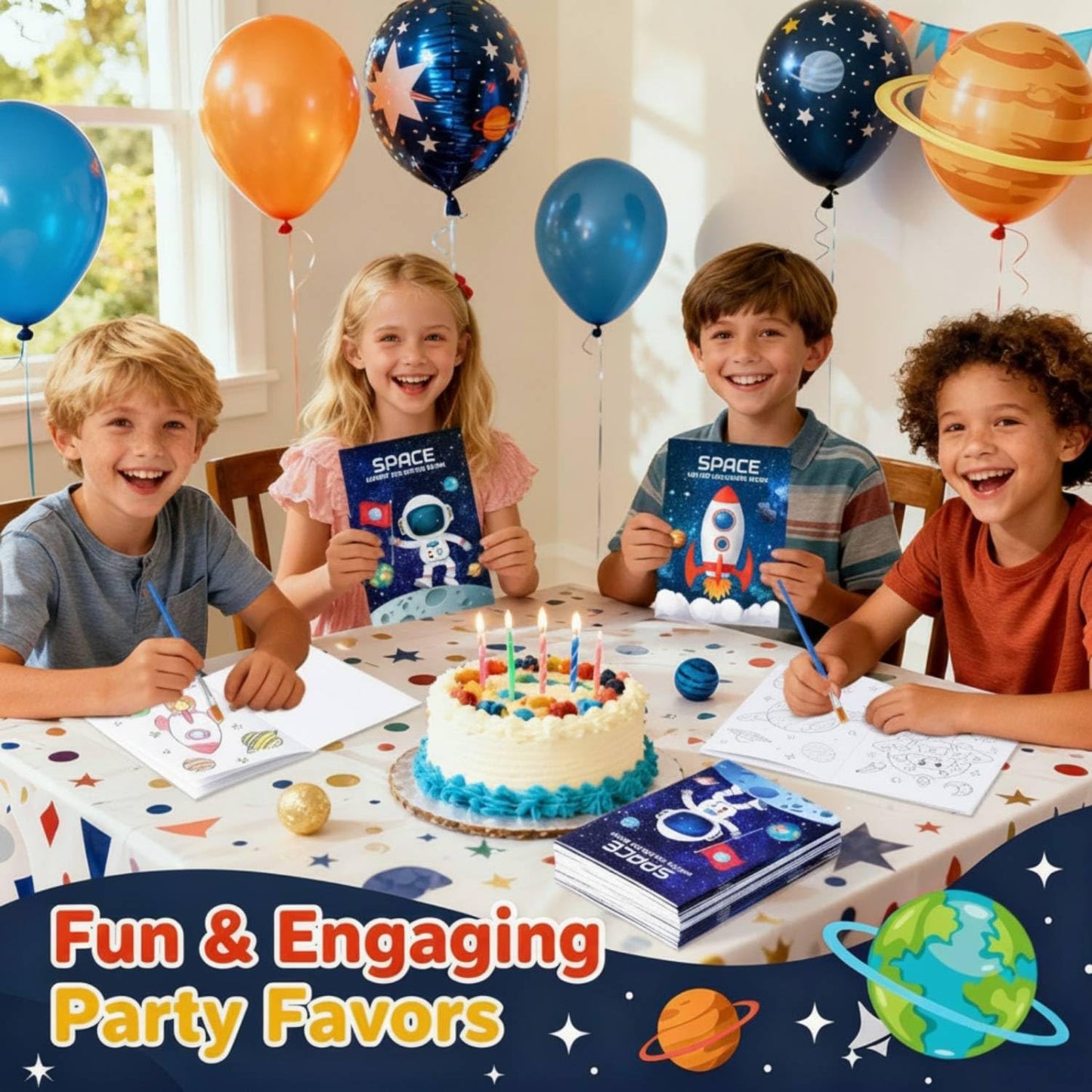 24 Pack Space Paint with Water Books for Kids, Mini Watercolor