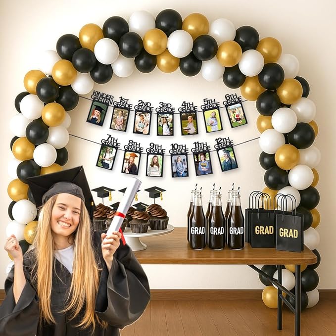 PartyHooman Graduation Photo Banner K-12, Kindergarten to 12th Grade