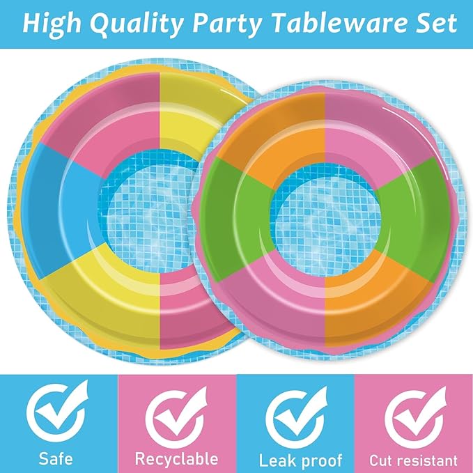 96PCS Pool Party Plates and Napkins Sets Beach Ball Plates Party