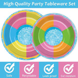 96PCS Pool Party Plates and Napkins Sets Beach Ball Plates Party