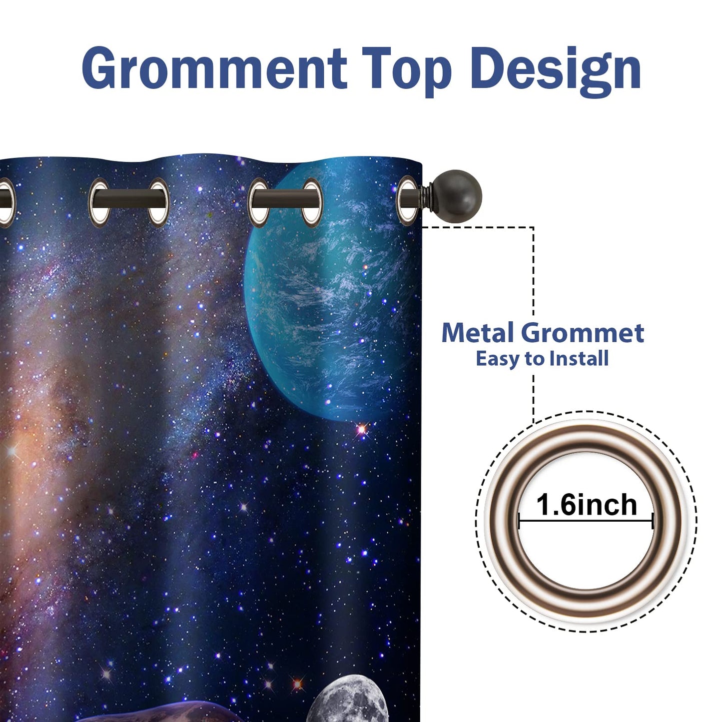 Jekeno Galaxy Planet Blackout Curtains Outer Space Universe Nebula
