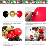 Casino Theme Balloon Arch Kit 104 Pcs Red Black and Gold Metallic