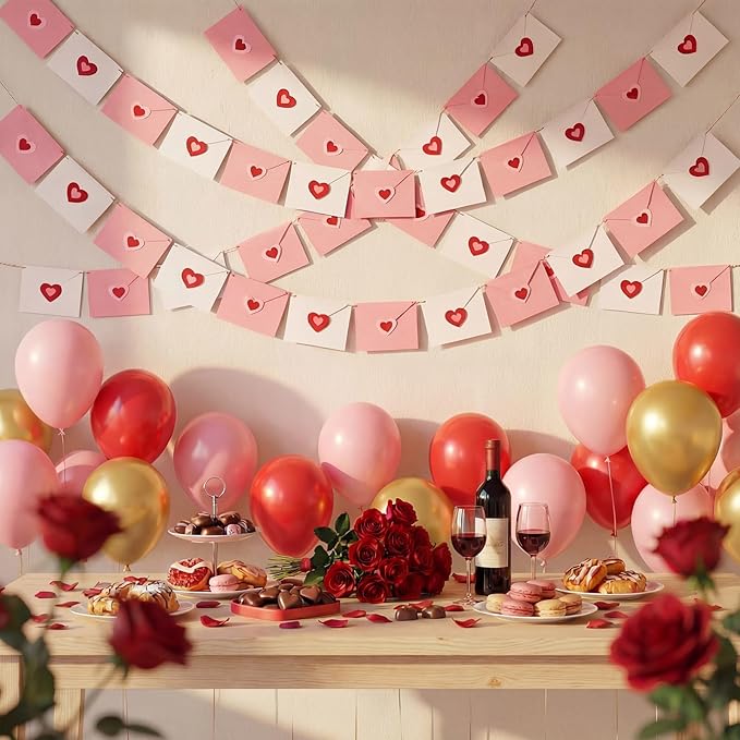 2 Pcs 19.7 ft Valentine Decoration Love Letter Garland Felt Love