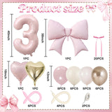 Baby Pink Number 3 Balloon, Dusty Light Pink Gold Cream Latex Balloons