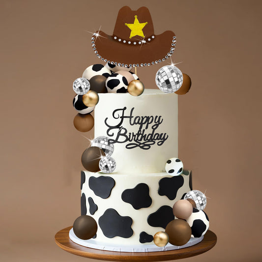 Western Cowboy Cake Topper Brown Ball Cake Decorations Cowboy Hat