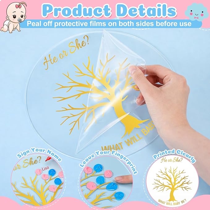 Gender Reveal Fingerprint Tree Boy or Girl Party Ideas Baby Shower