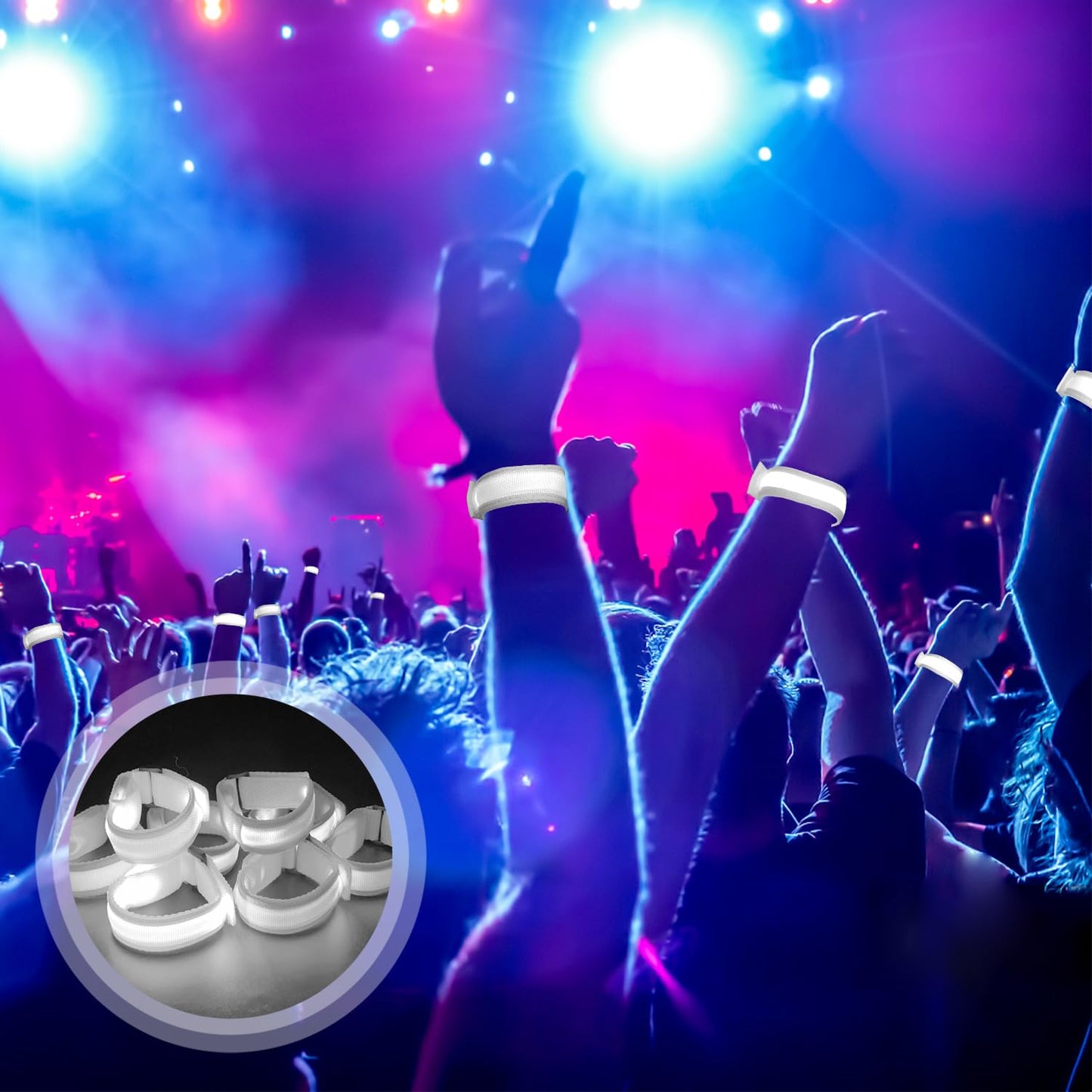 M.best 8pcs LED Light Up Bracelets Glow Flashing Wristbands Glow in