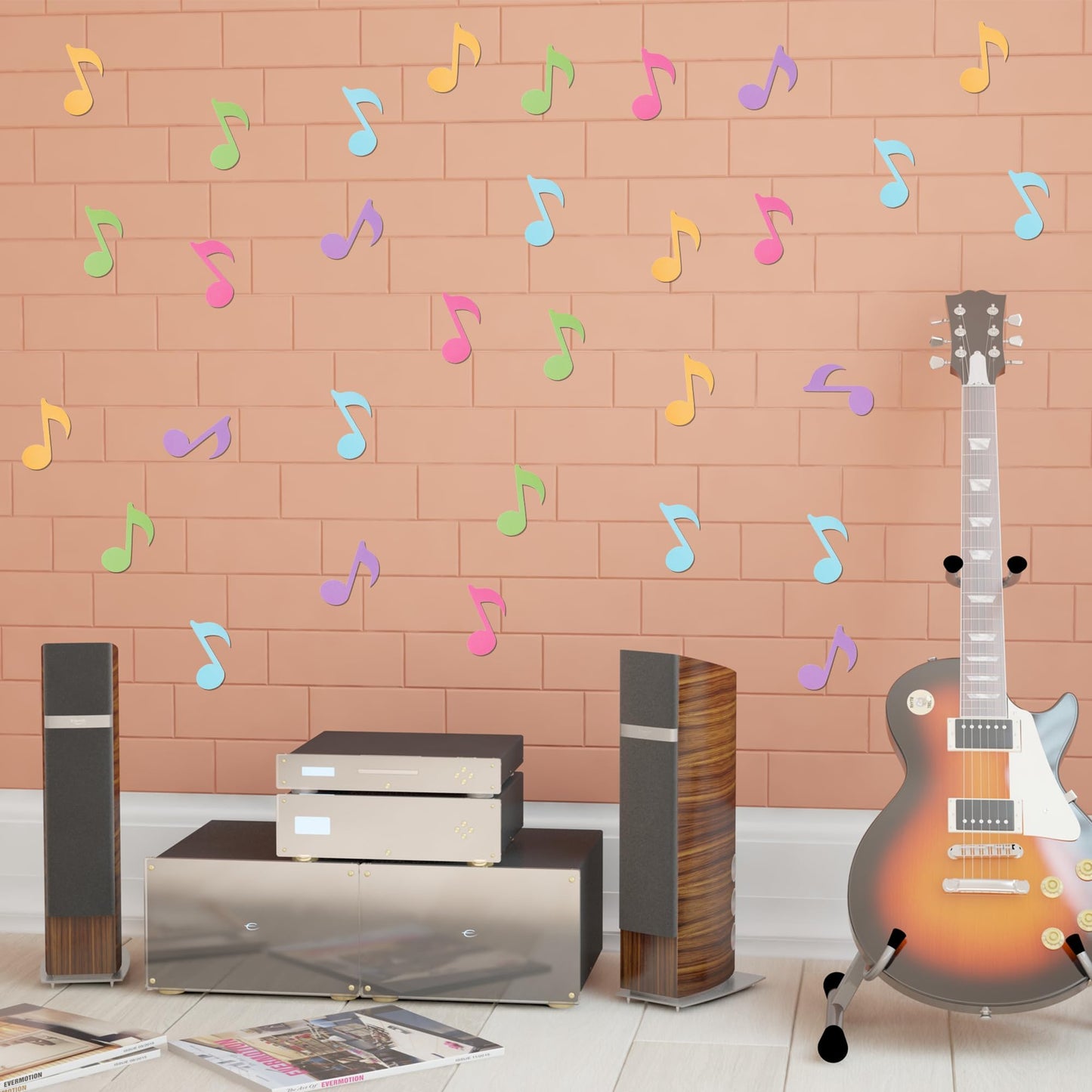 Music Note Glitter Cutouts - 100Pcs Colorful Music Notes Themed Paper