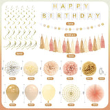 Champagne Gold Fall Boho Birthday Decorations for Women Girls Beige