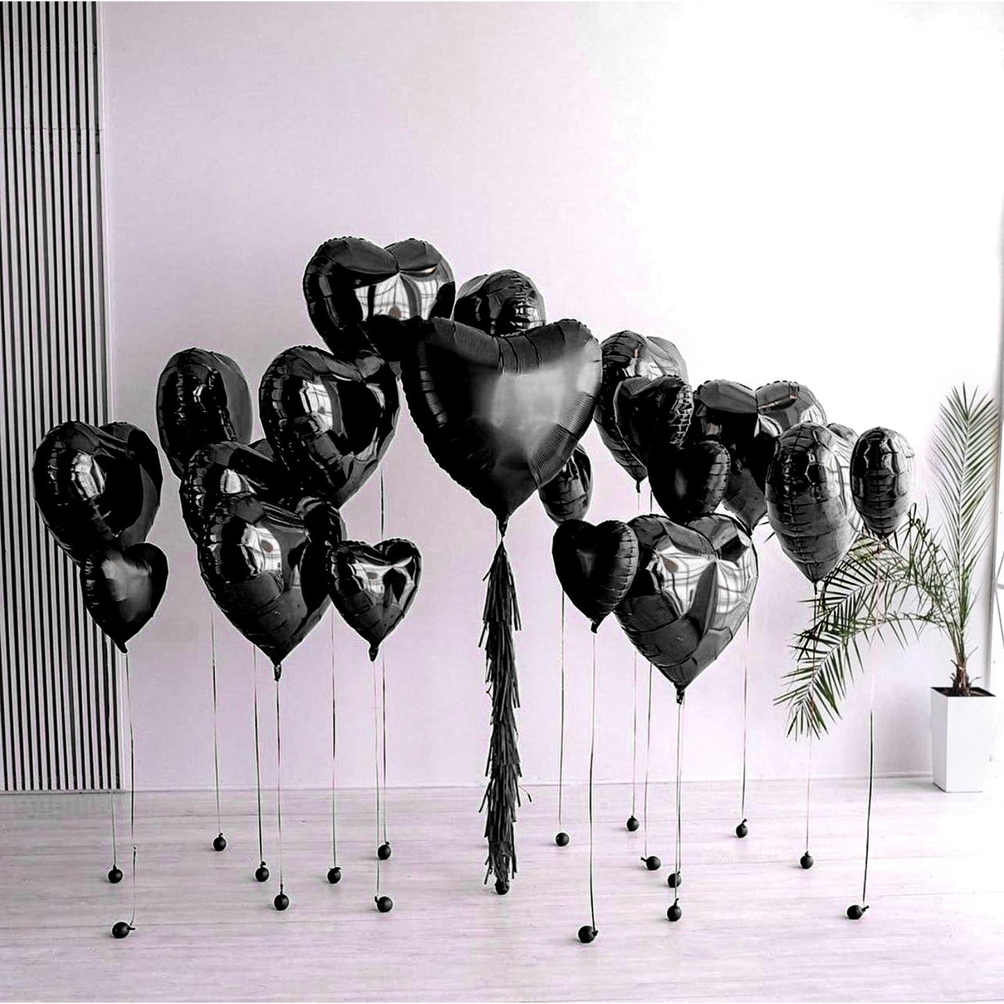 Black Heart Balloons, 19PCS Black Heart Shape Balloons, 18Inch with