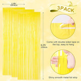 Voircoloria 3 Pack 3.3 x 8.2 ft Pastel Yellow Foil Fringe Backdrop