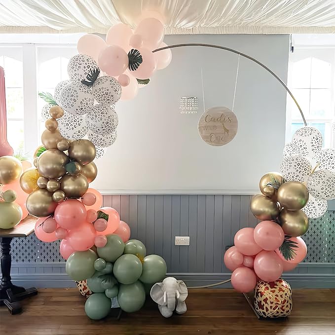 Pink and Green Balloons, Jungle Safari Balloon 12 Inch Leopard