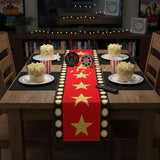 2 Pcs 13 x 72 Inch Movie Night Table Runner with Gold Star