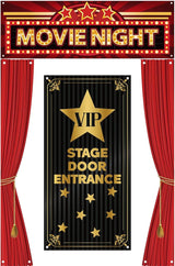 4 Pcs Movie Night Porch Sign Banner VIP Door Entrance Door Cover