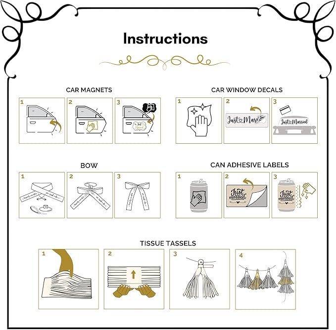 33 Pc Just Married Car Decorations Wedding Reception & Ceremony