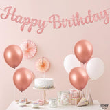KatchOn Glitter Rose Gold Cursive Happy Birthday Banner - Pre-Strung