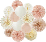 Champagne Gold Beige Peach Boho Party Decorations Streamers 14pcs