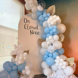 Pastel Blue White Balloons Garland Arch Kit, 104PCS Double Stuffed