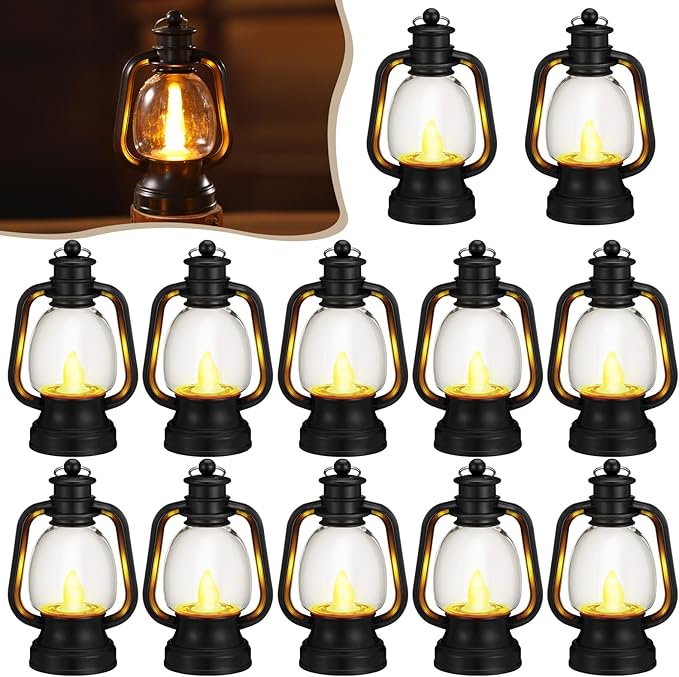 Ferraycle 12 Pcs Mini Lantern Decor 4 Inch Western Lantern Table