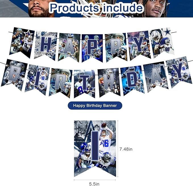 Cowboys Party Supplies Dallas Soccer Party Decorations with Banner