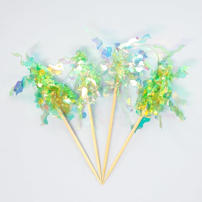 Gyufise 30Pcs Foil Firework Cupcake Toppers Sparkle Tinsel Cake #29