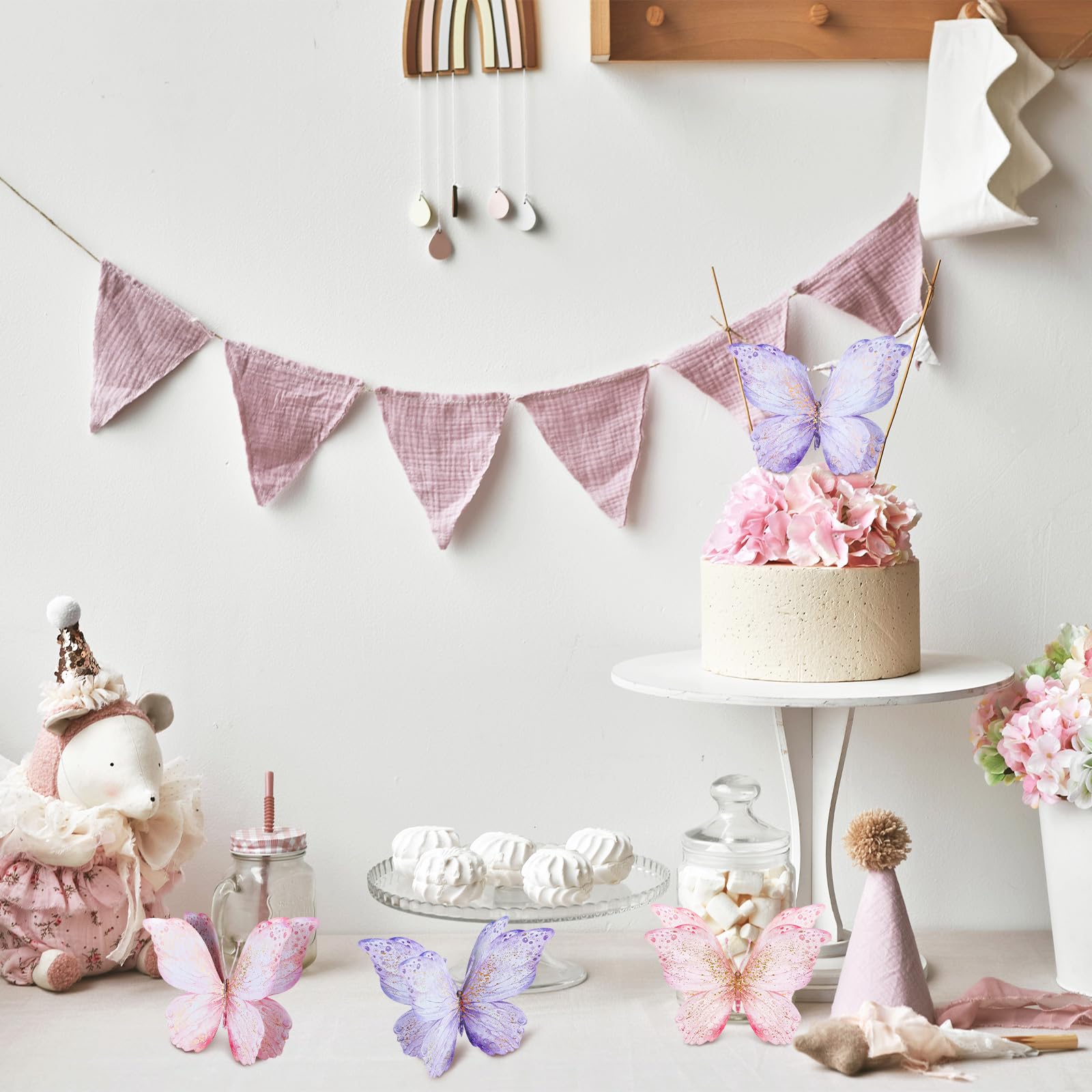Wesiti 18 Pieces Butterfly Baby Shower Birthday Decorations Butterfly