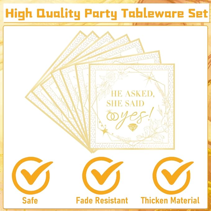 Engagement Party Tableware Decorations 96PCS She Said Yes Disposable