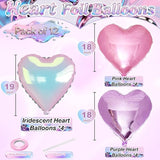 Pink Purple Iridescent Heart Balloons, 12 Pcs Light Pastel Pink