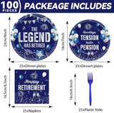 100PCS Retirement Party Supplies The Legend Has Retired Paper Plates