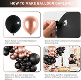Rose Gold and Black Balloon Arch Kit Metallic Rose Gold and Black
